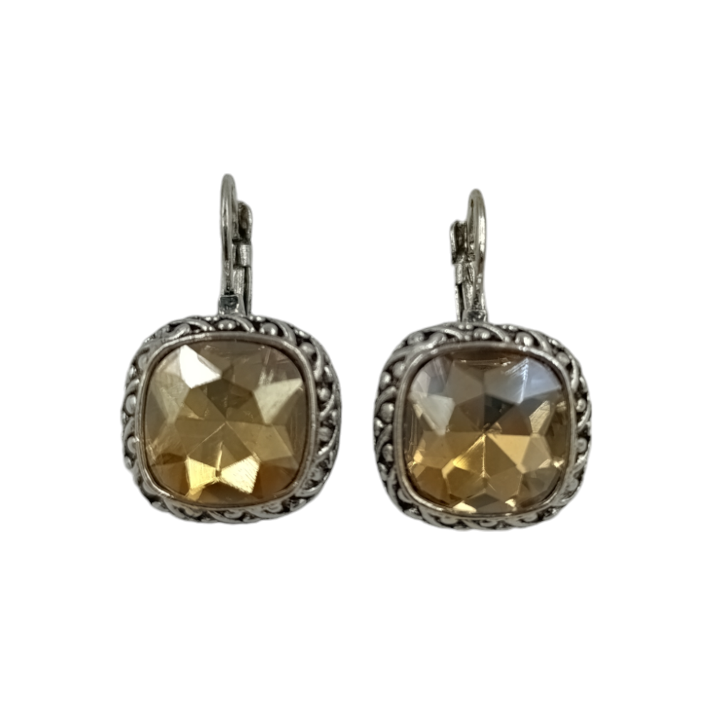 OEMΣκουλαρίκια Κρεμαστά Με Ασημί Περίγραμμα Και Τετράγωνο Πετράδι 2εκ 7 Χρώματαpapell.gr