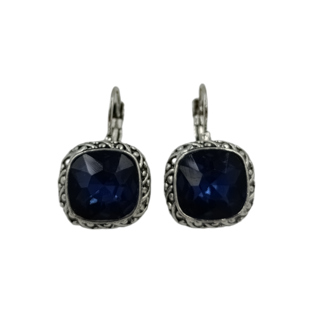 OEMΣκουλαρίκια Κρεμαστά Με Ασημί Περίγραμμα Και Τετράγωνο Πετράδι 2εκ 7 Χρώματαpapell.gr