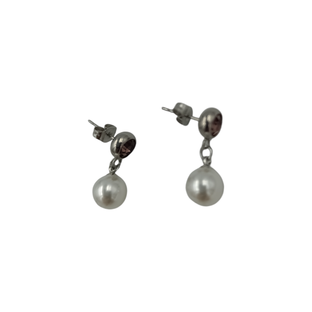 OEMΣκουλαρίκια Stainless Steel Κρεμαστά Στρασάκι- Πέρλα 2εκ 6 Χρώματαpapell.gr