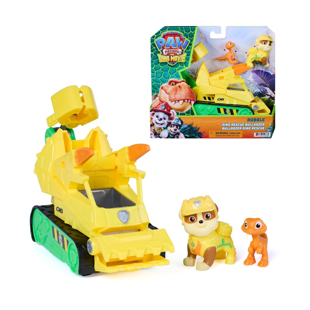 Spin Master Paw Patrol The Dino Movie Rubble Dino Rescue Bulldozer με Φιγούρα Rubble & Δεινόσαυρο0