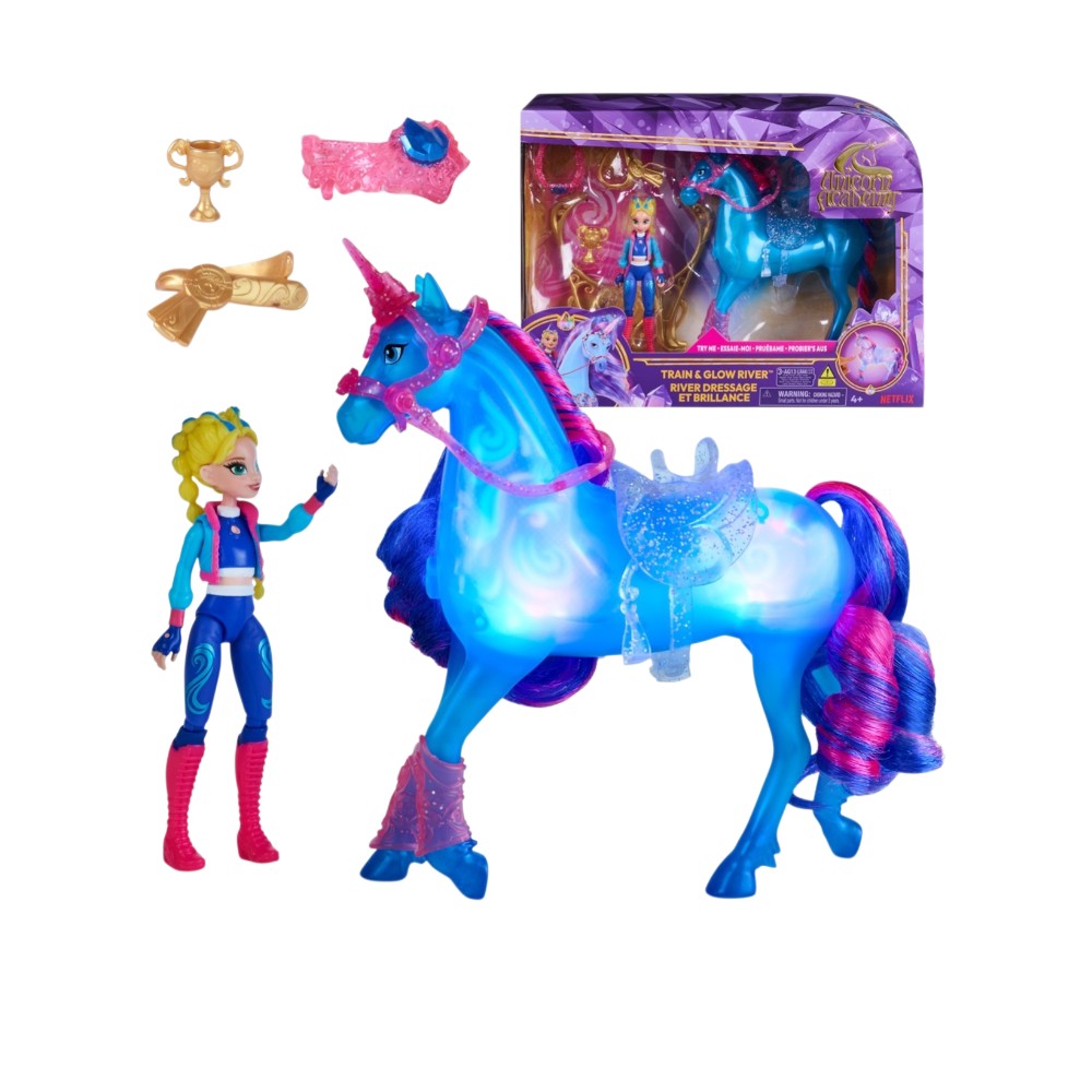 Spin Master Unicorn Academy: Train & Glow River - Isabel & River Doll