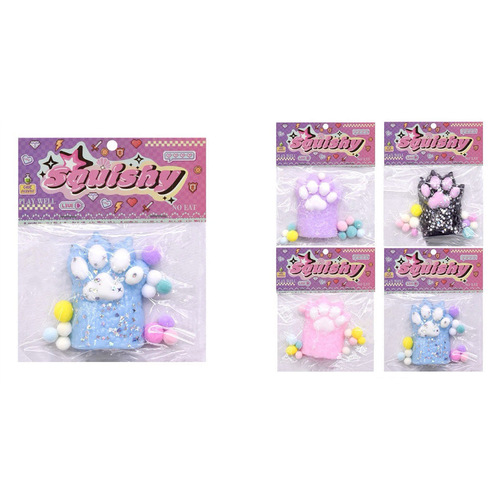 OEMSquishy Antistress Pinch Dog Paw Χνουδωτό Pom Pom 4 Χρώματα - 1 Τμχpapell.gr