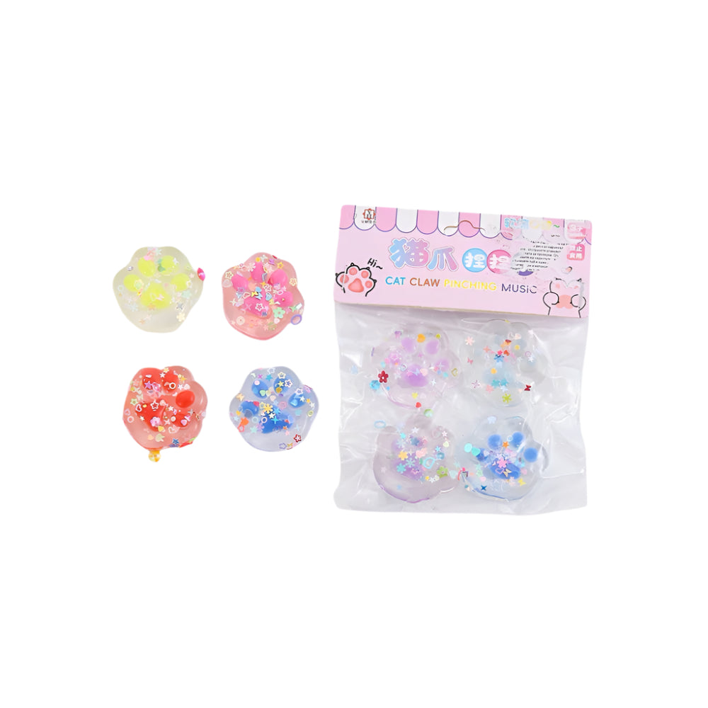 OEMSquishy Antistress Pinch Πατουσάκια Glitter 4 Τμχpapell.gr