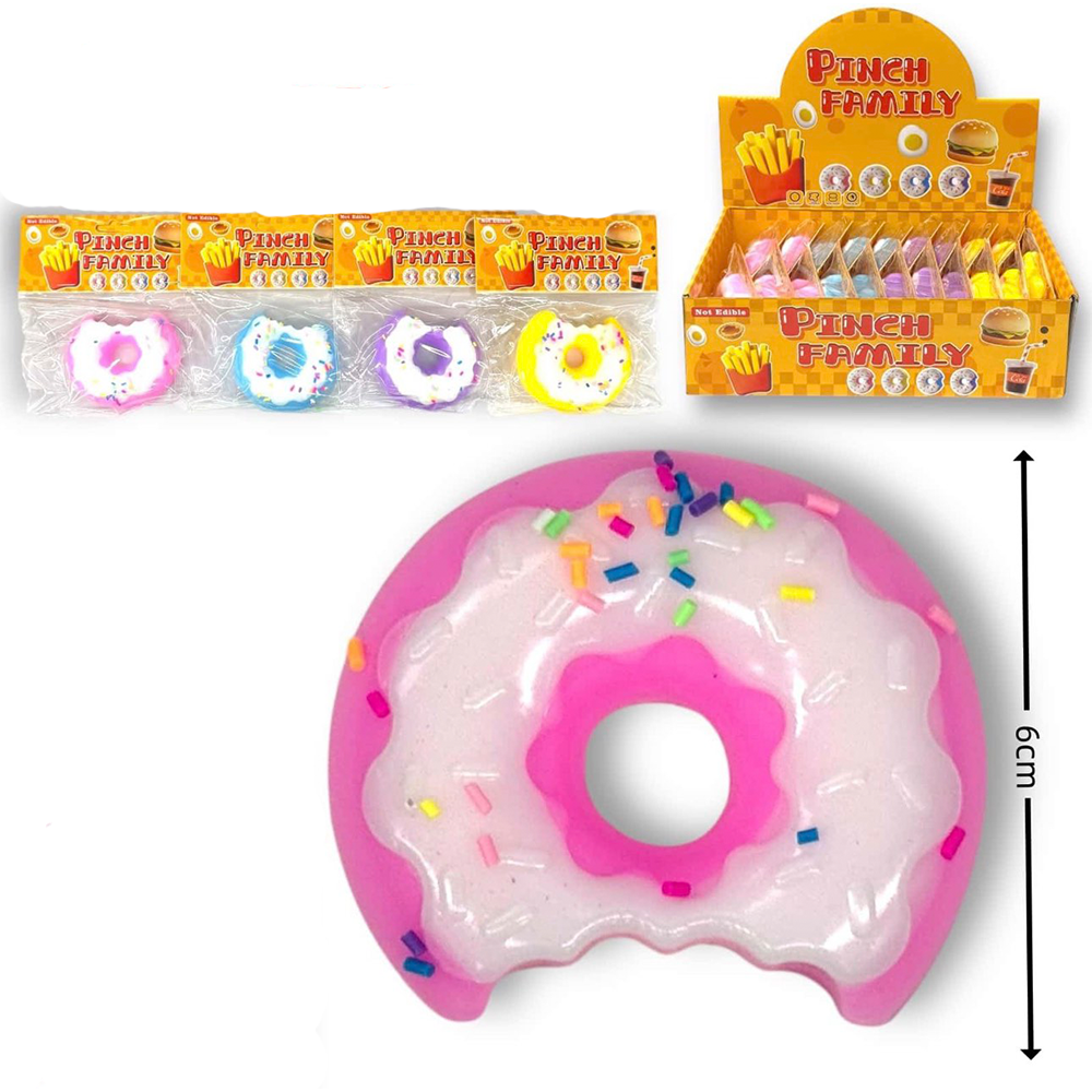 Squishy Antistress Pinch Donut 6εκ σε 4 Χρώματα - 1 Τεμάχιο