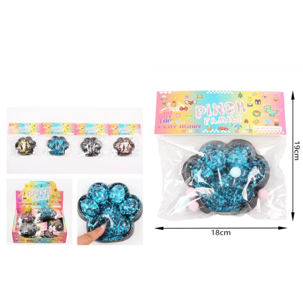 Squishy Antistress Pinch Πατούσα Glitter σε Συσκευασία 18x19εκ