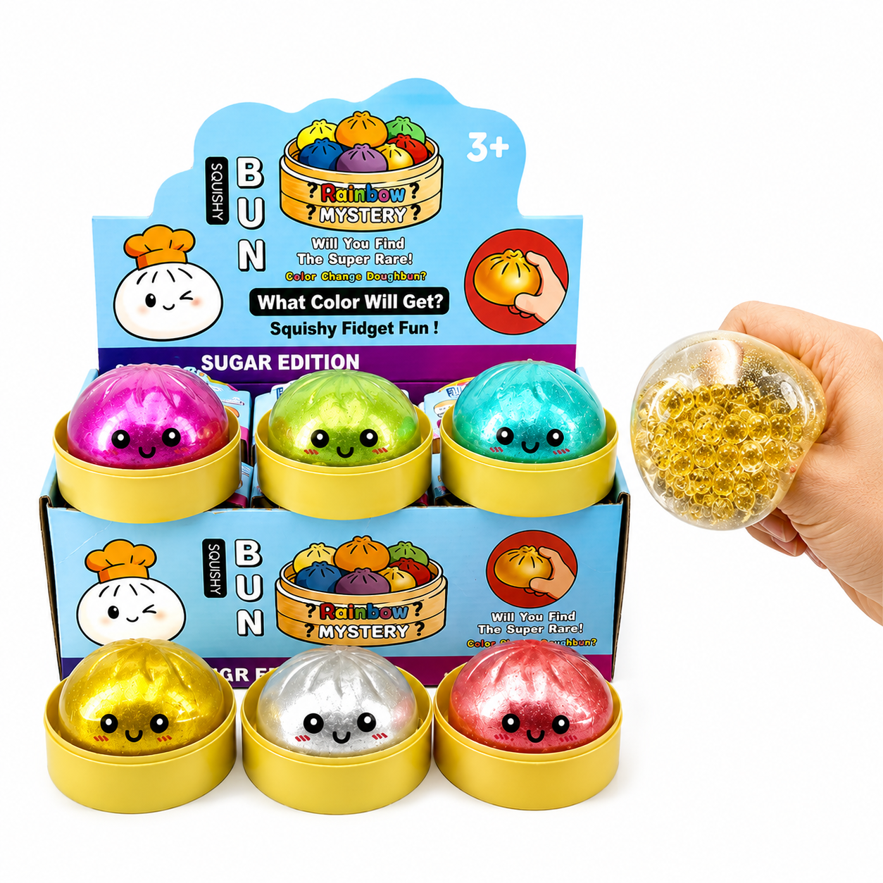 Squishy Dumpling Glitter Surprise Αντιστρές Παιχνίδι 8x4.5εκ σε 6 Χρώματα - 1 Τμχ