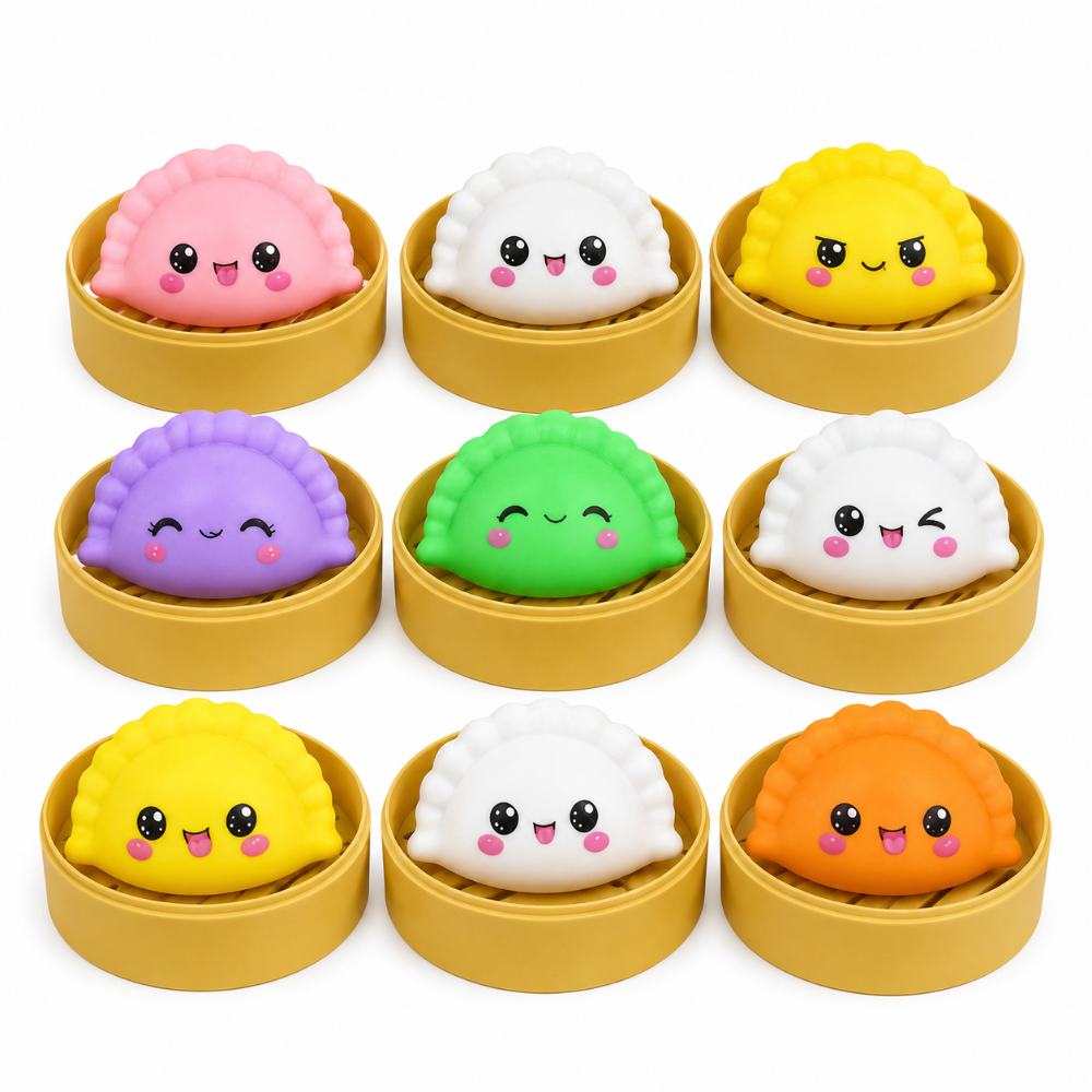 Squishy Dumpling Surprise Αντιστρές Παιχνίδι 8εκ 6 Χρώματα Σετ 2 Τεμαχίων