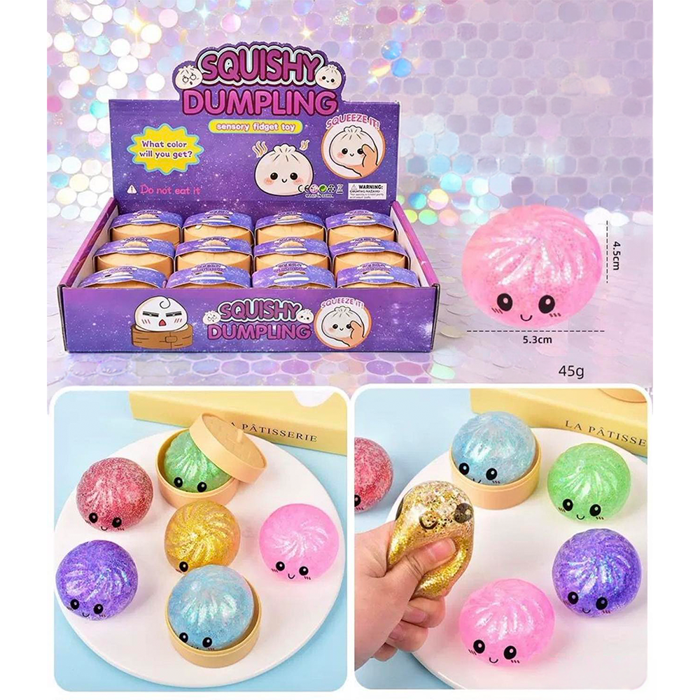 Squishy Dumpling Surprise Glitter Αντιστρές Παιχνίδι 5.3x4.5εκ 6 Χρώματα - 1 Τεμάχιο