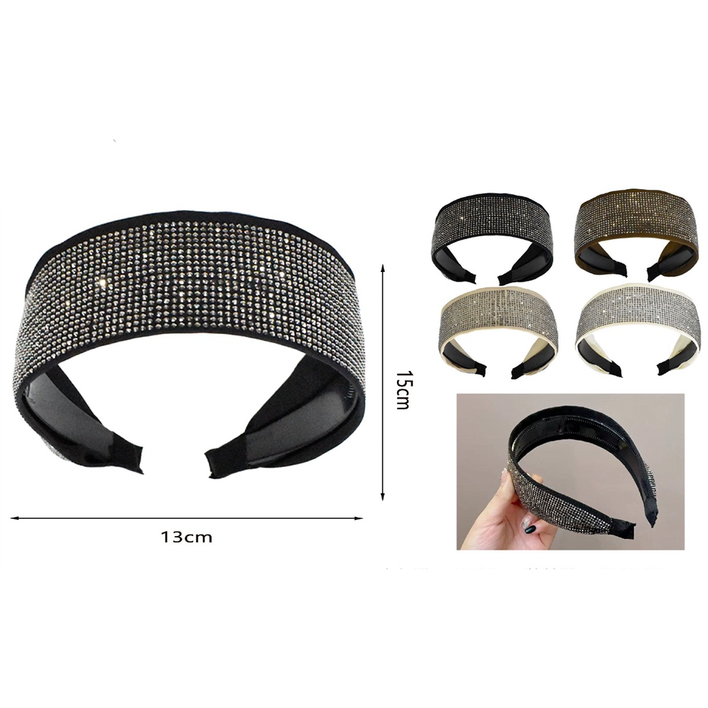 Στέκα Μαλλιών Φαρδιά με Strass 13 x 15 εκ σε 4 Χρώματα – 1 Τμχ