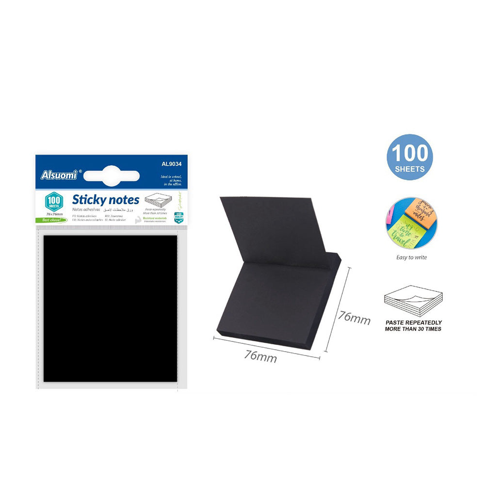 Sticky Notes Μαύρα 76χ76mm 100 Φύλλα