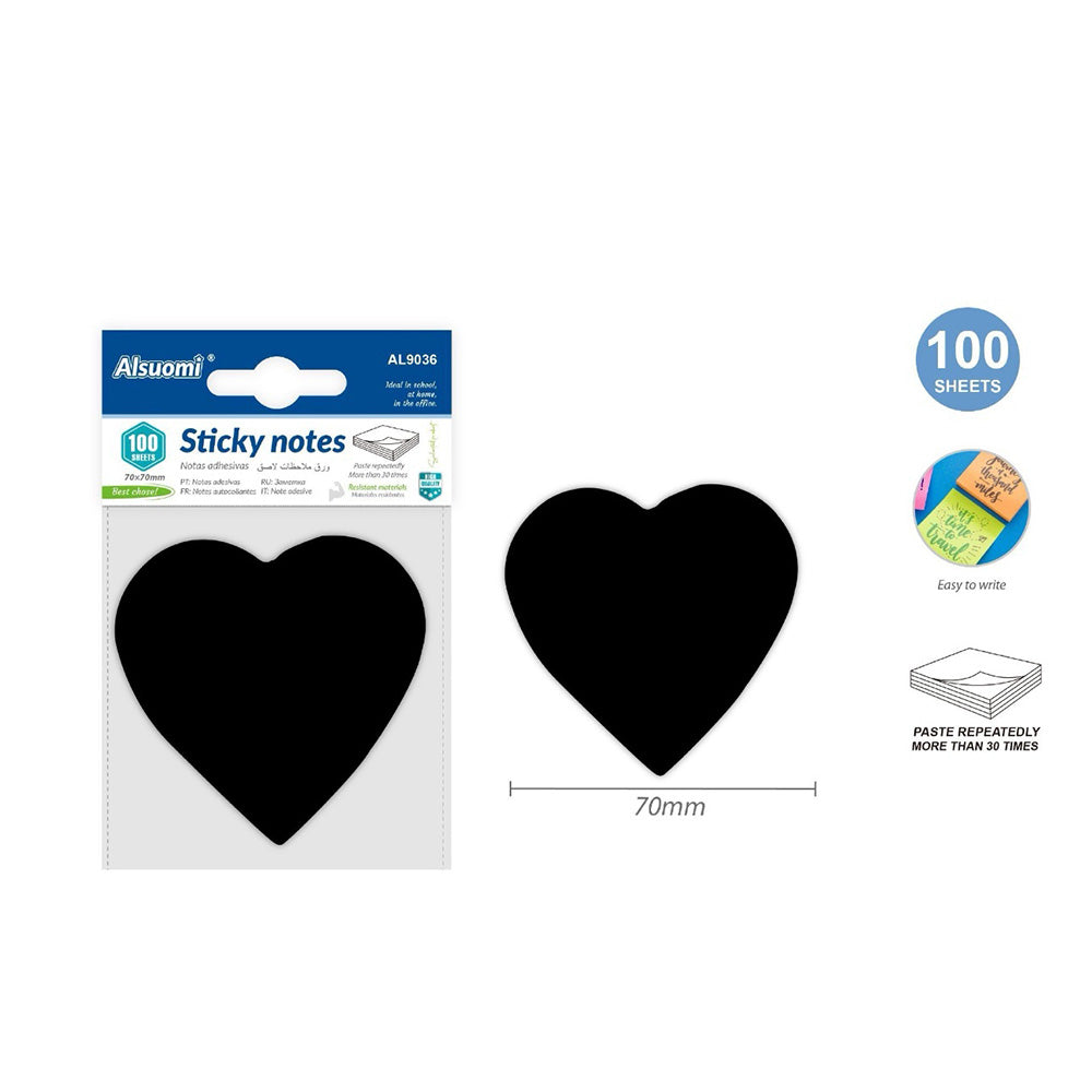 Sticky Notes Μαύρο Καρδούλα 70χ70mm - 100 Τμχ
