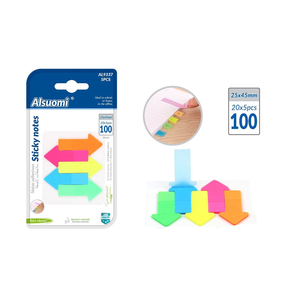 Alsuomi Σελιδοδείκτες Sticky Notes Βελάκια 25x45mm - 100 Φύλλα