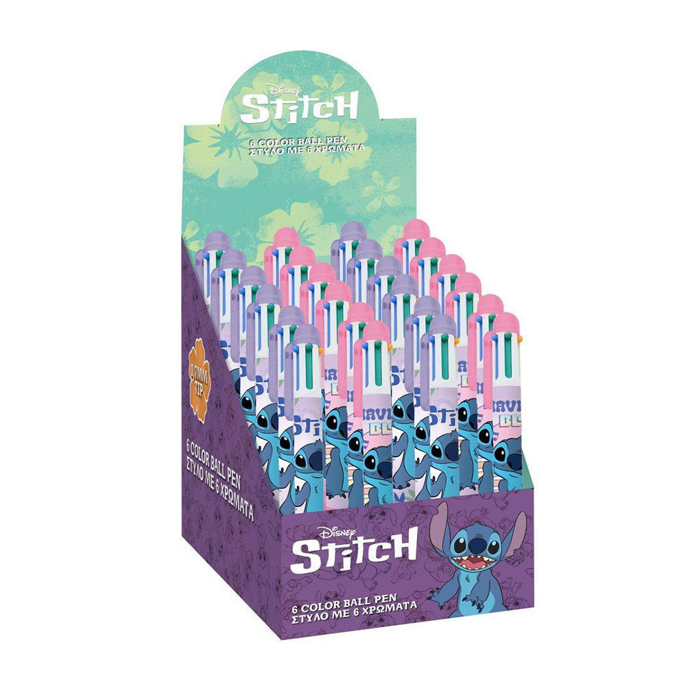 Στυλό Με 6 Χρώματα Lilo  & Stitch Σε 2 Σχέδια - 1 Τμχ