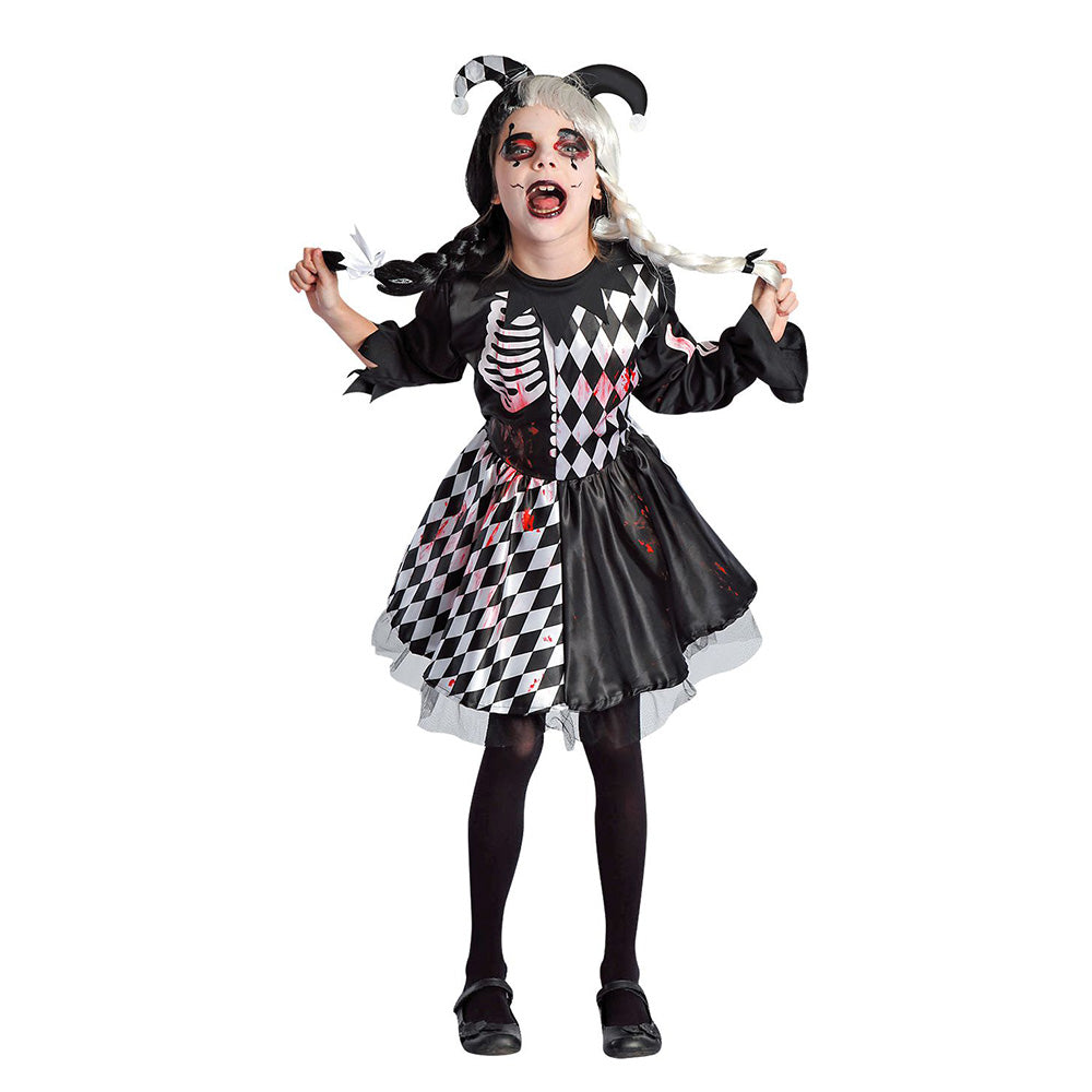 Στολή Παιδική Κακός Αρλεκίνος με Φόρεμα & Αξεσουάρ Κεφαλής