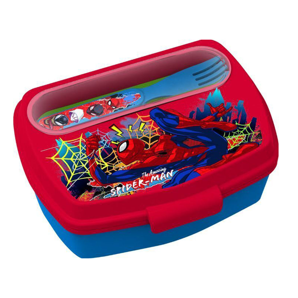 Stor Marvel Spiderman Funny Sandwich Box With Cutlery