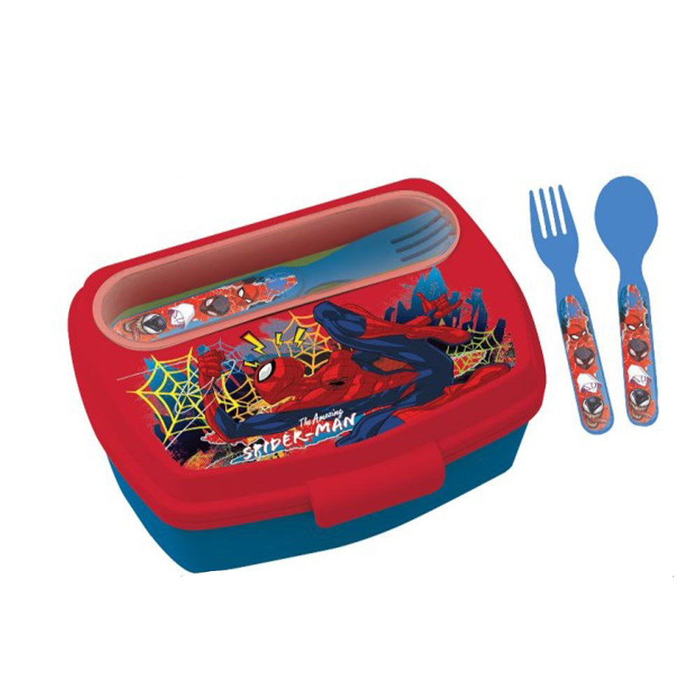 Stor Marvel Spiderman Funny Sandwich Box With Cutlery