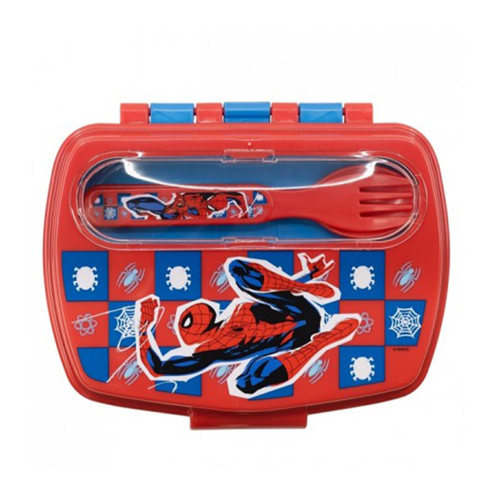 Stor Spiderman Funny Sandwich Box With Cutlery