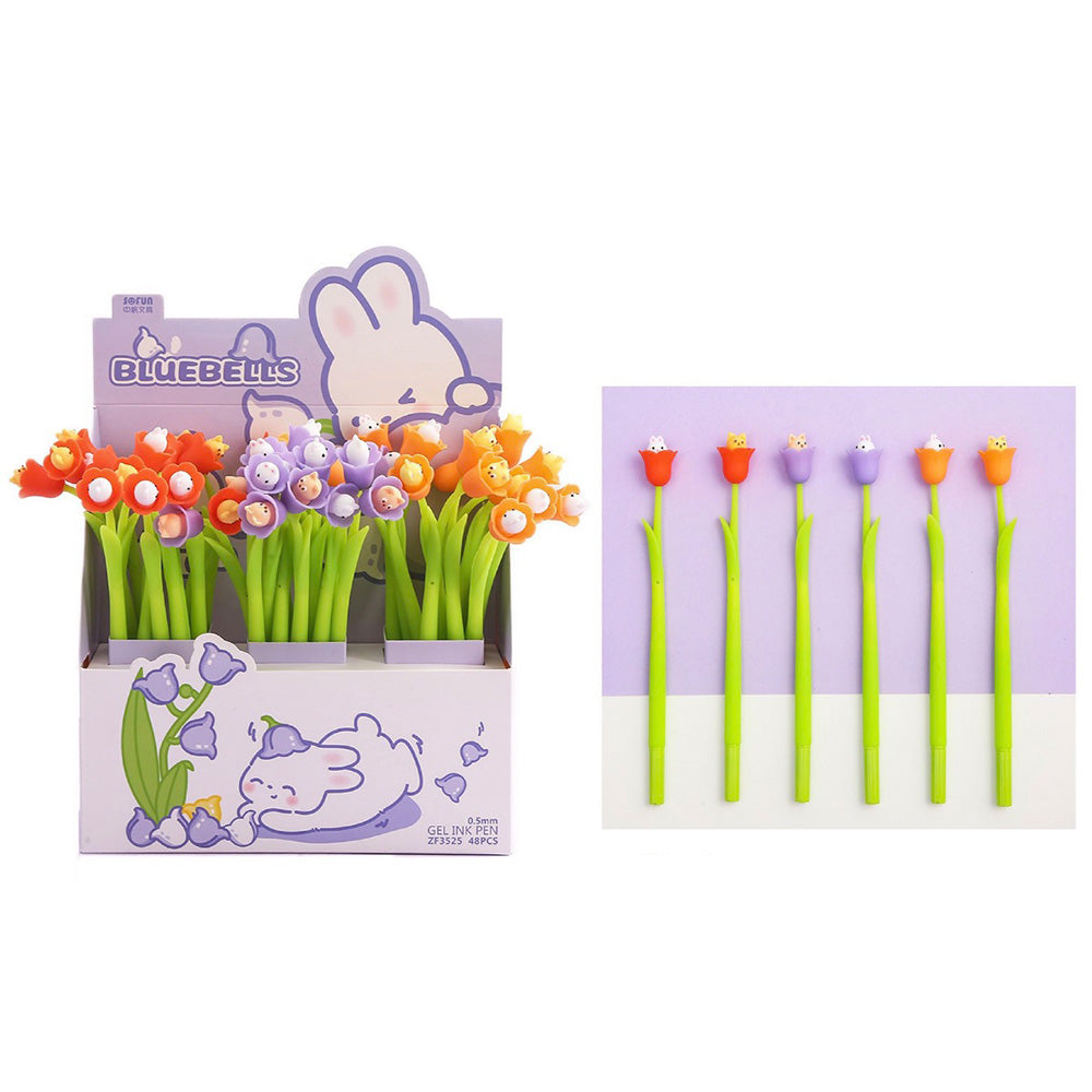 Στυλό Gel Λουλούδι με Ζωάκι 0.5mm – Cute Flower Pen σε Διάφορα Χρώματα - 1 Τμχ