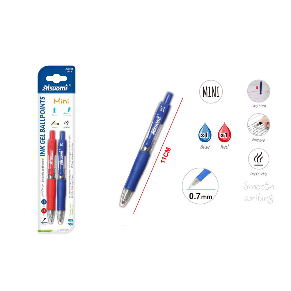 Alsuomi Σετ Στυλό Gel Mini 0.7mm Μπλε & Κόκκινο 2 Τεμαχίων