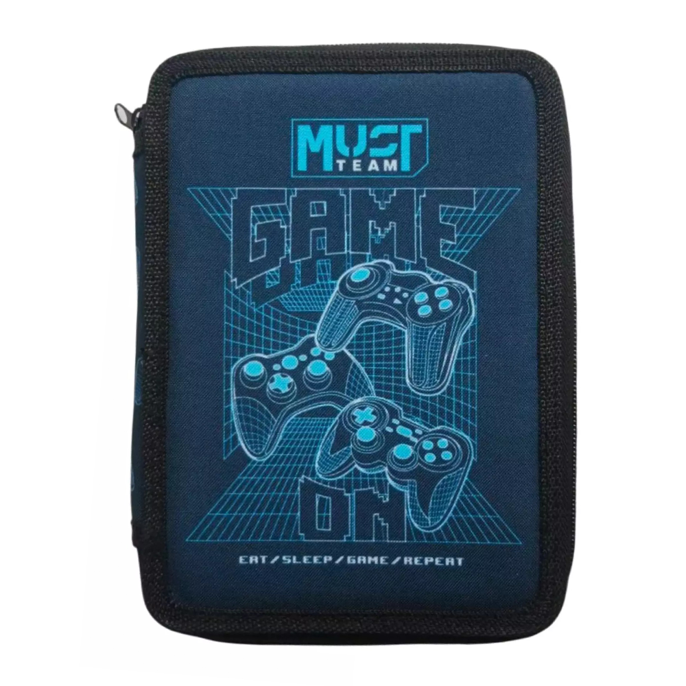 Must Team Σχολική Κασετίνα Διπλή Γεμάτη Game On