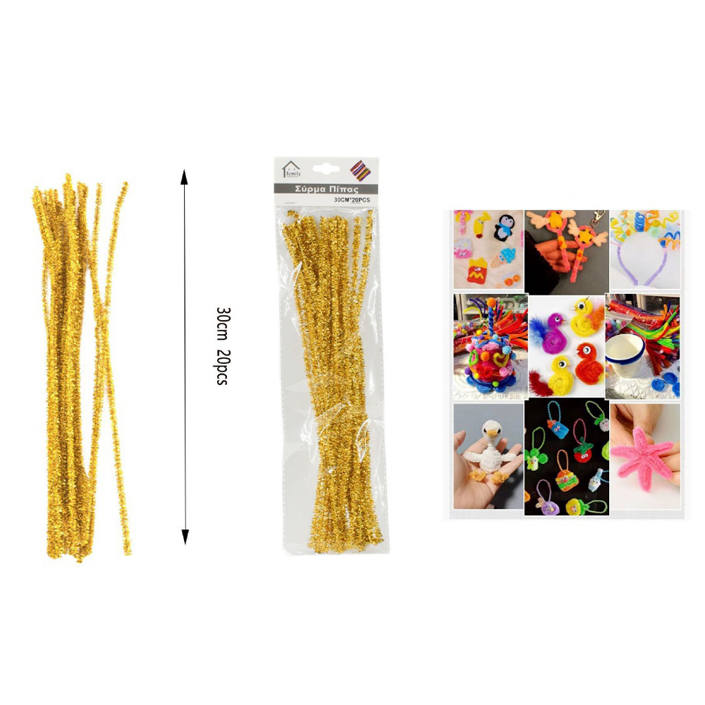 OEMΣύρμα Πίπας Χειροτεχνίας Χρυσό 30 Εκ 20 Τμχpapell.gr