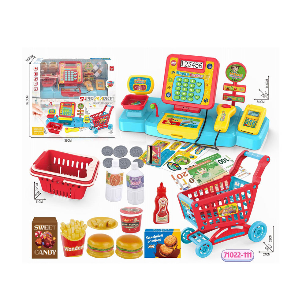 Ταμειακή Μηχανή Μπαταρίας Με Φώτα Ήχους Ψηφιακή Οθόνη Και Καροτσάκι 24Χ23εκ