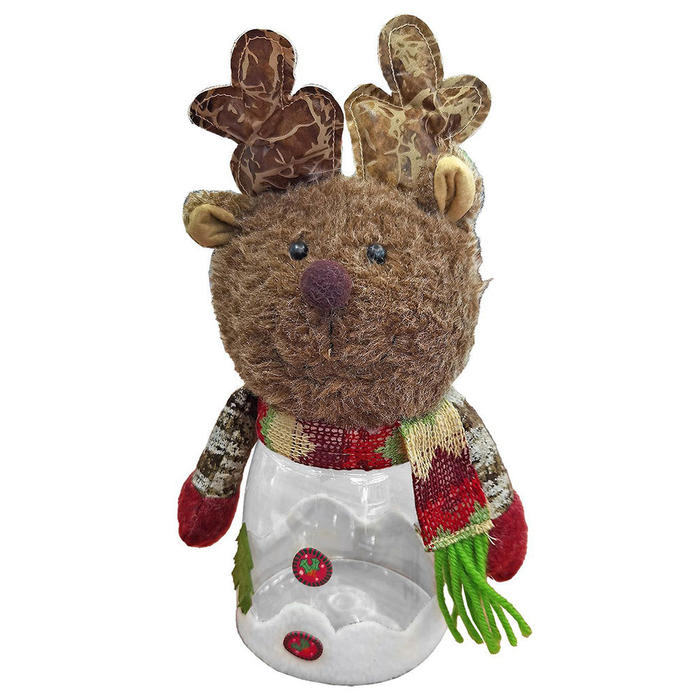 Χριστουγεννιάτικος Τάρανδος Φιγούρα Με Βάζο Γλυκών 25x9εκ 