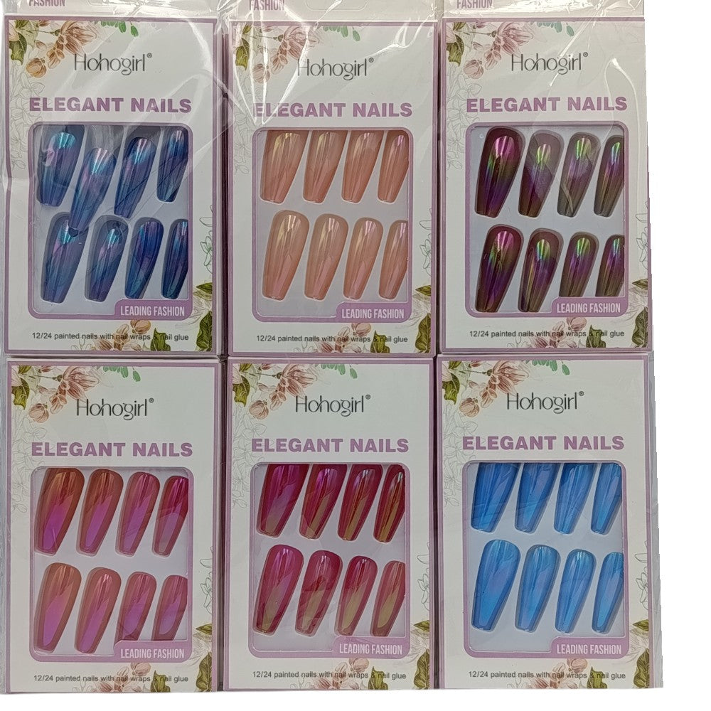 Τεχνητά Νύχια Μακριά Μεταλλιζέ 12Τμχ 