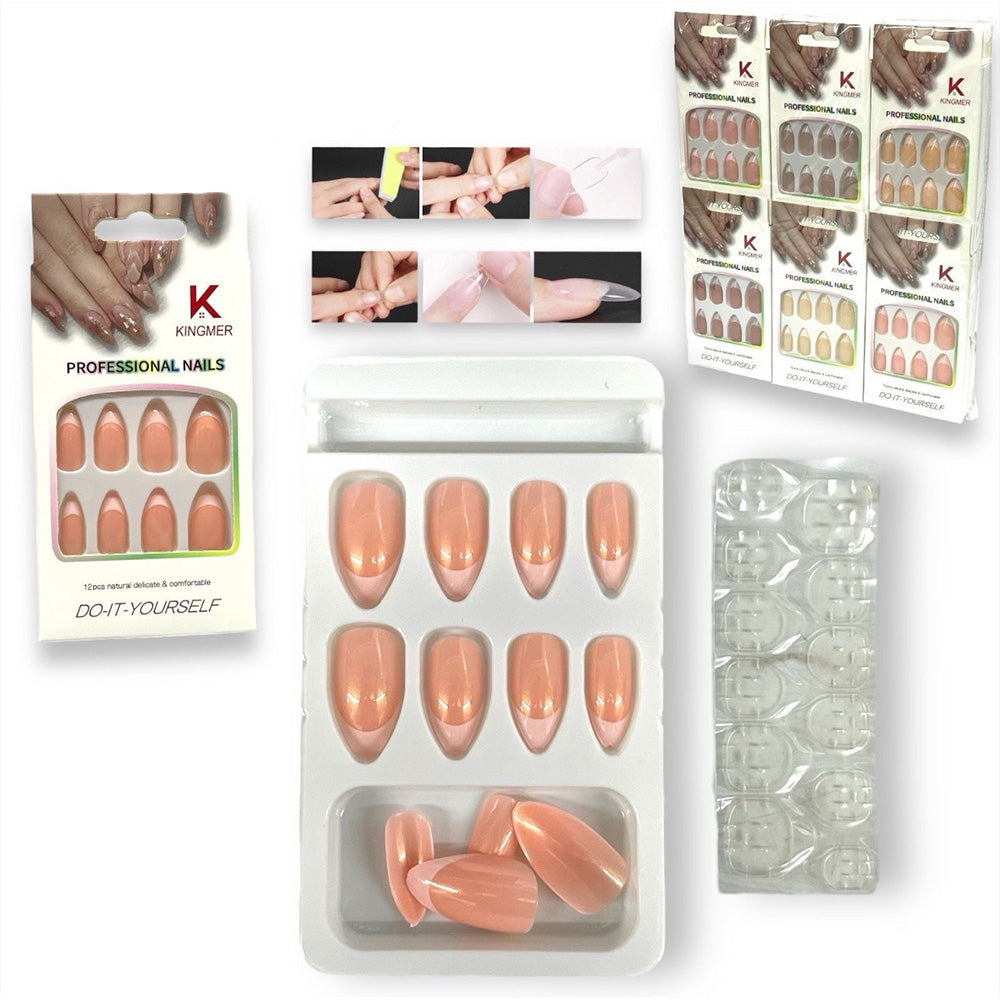 Τεχνητά Νύχια Αμυγδαλωτά Γαλλικό 12 Τμχ 6 Χρώματα - 1 Τμχ