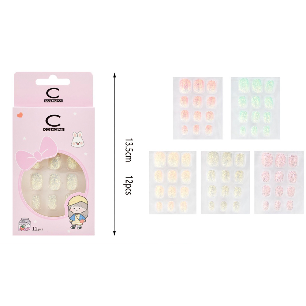 Τεχνητά Νύχια Glitter 12 Τεμάχια σε 5 Χρώματα – 1 Σετ