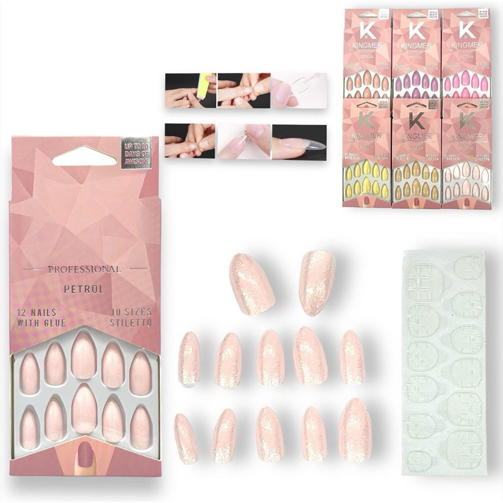 Τεχνητά Νύχια Glitter Σε 6 Χρώματα – 10τμχ – 1 Τεμάχιο