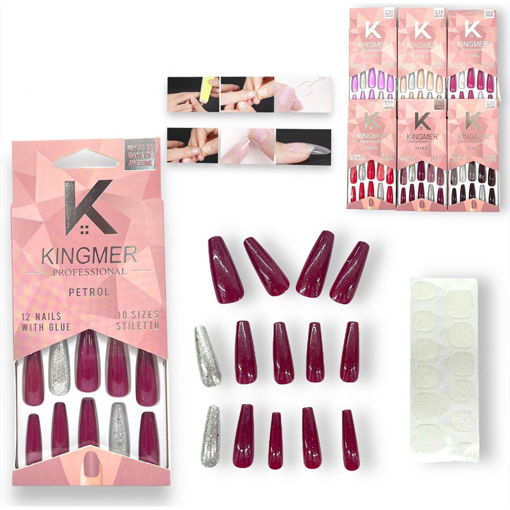 Τεχνητά Νύχια Μακριά Αμυγδαλωτά 12 Τεμάχια – 6 Χρώματα (1 Σετ)