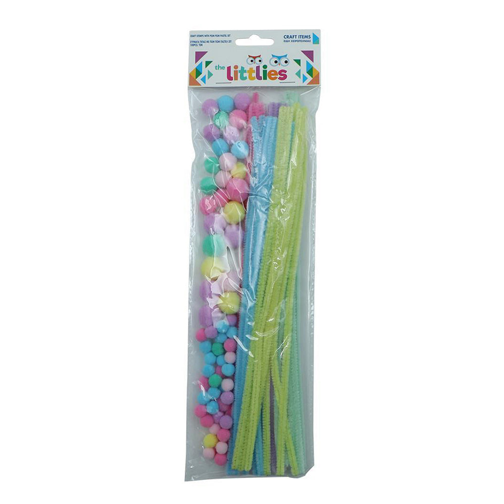 THE LITTLIESThe Littlies Σετ Σύρματα Πίπας Και Pom Pom Pastel 100 Τμχpapell.gr