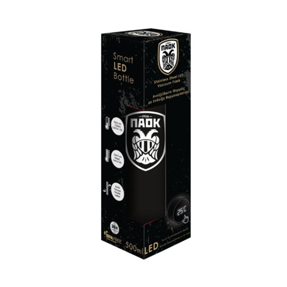 Θερμός Ανοξείδωτο LED ΠΑΟΚ 500ml 6.5x22.5εκ