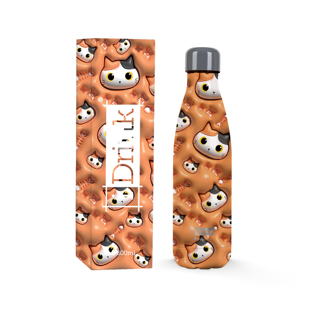 i Drink Θερμός Ανοξείδωτος 3D Orange Cats 500ml