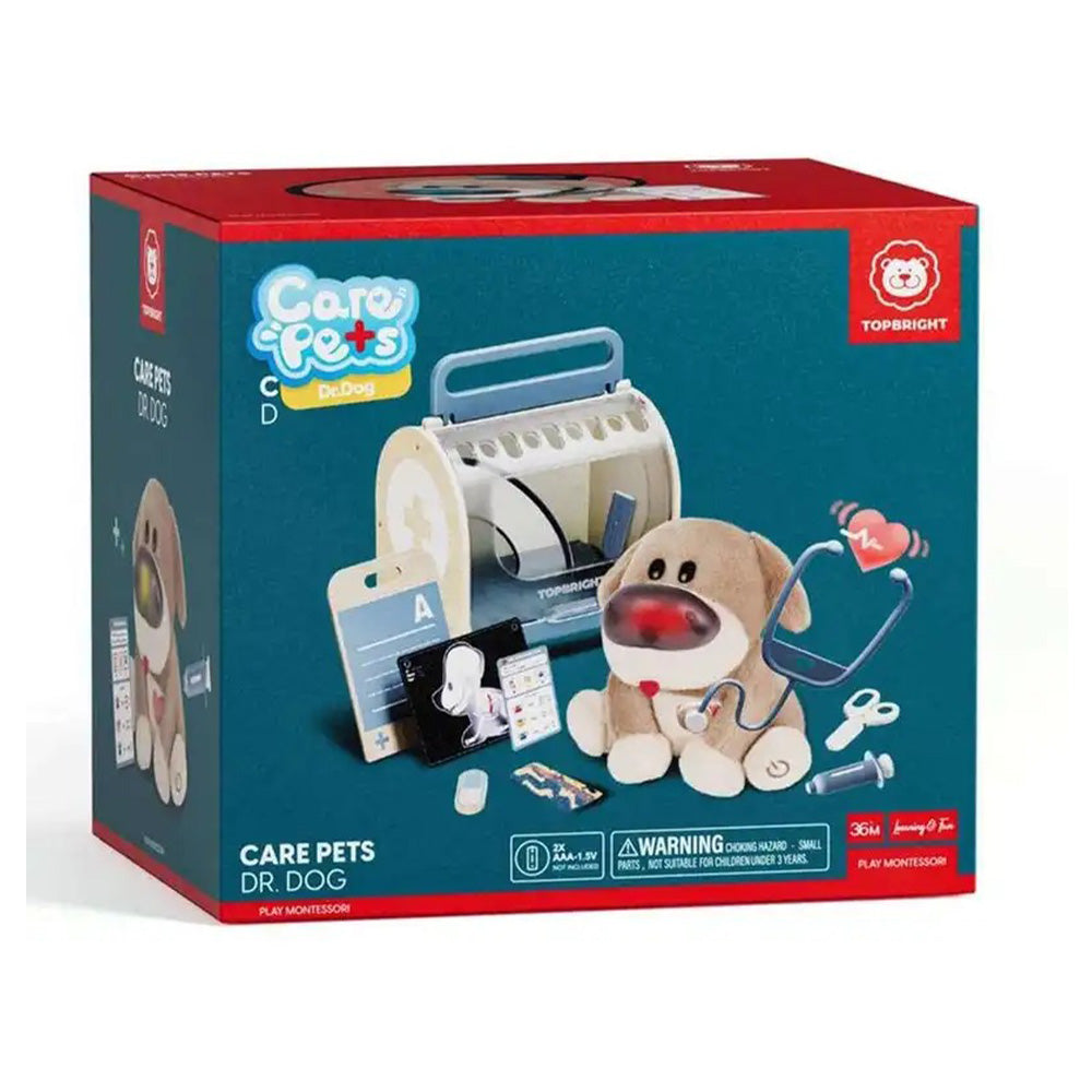 Top Bright Care Pets Dr. Dog Λούτρινο Διαδραστικό Σκυλάκι με Ξύλινο Βαλιτσάκι Κτηνιάτρου