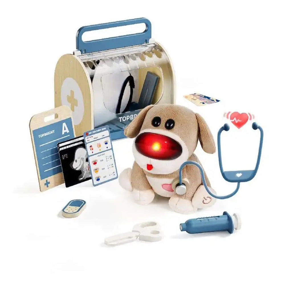 Top Bright Care Pets Dr. Dog Λούτρινο Διαδραστικό Σκυλάκι με Ξύλινο Βαλιτσάκι Κτηνιάτρου