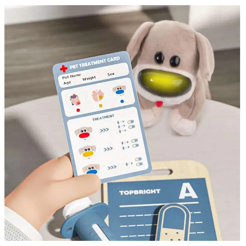 Top Bright Care Pets Dr. Dog Λούτρινο Διαδραστικό Σκυλάκι με Ξύλινο Βαλιτσάκι Κτηνιάτρου