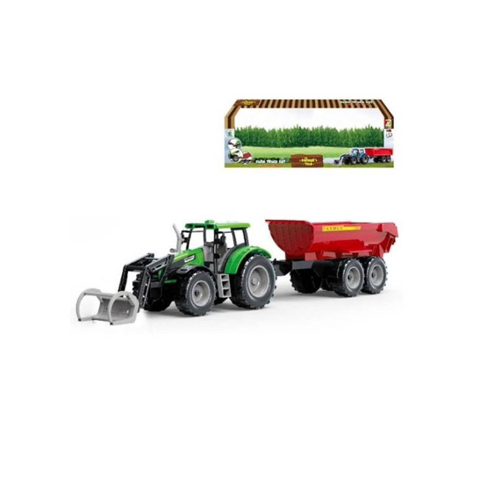 Τρακτέρ Friction Με Δαγκάνα & Καρότσα 3 Χρώματα 46εκ 