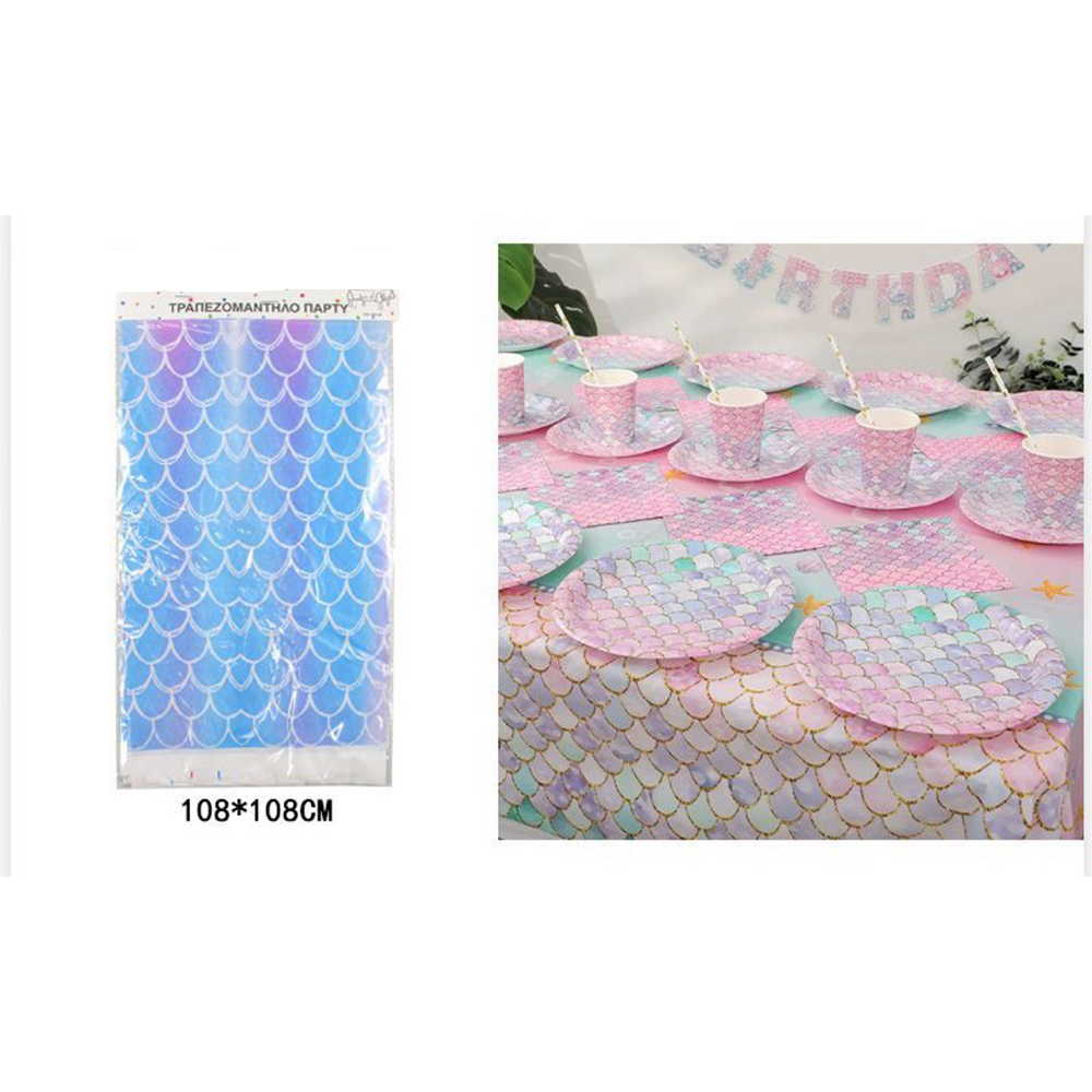 Τραπεζομάντηλο Πλαστικό με Σχέδιο Ουρά Γοργόνας – 180x108 εκ.