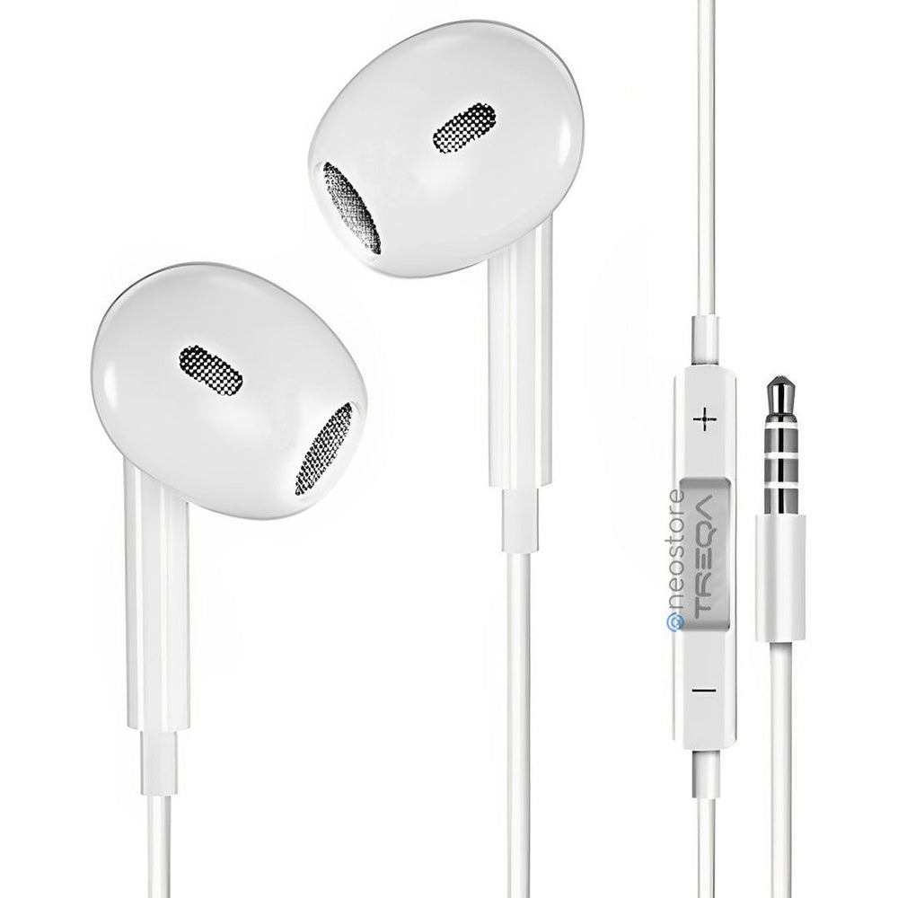 Treqa Ενσύρματα Ακουστικά Earbuds με Μικρόφωνο και Βύσμα 3.5mm - Λευκό