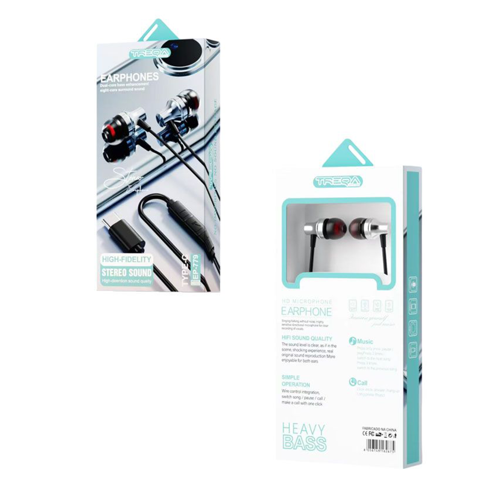 Treqa Ενσύρματα Ακουστικά Type-C Stereo Sound Earphones