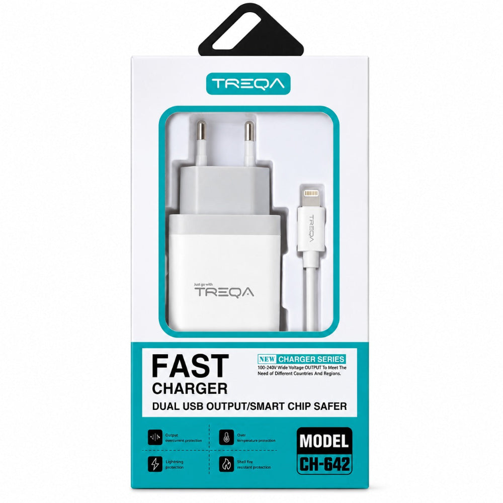 Treqa Γρήγορος Φορτιστής με Καλώδιο Lightning 3.1A
