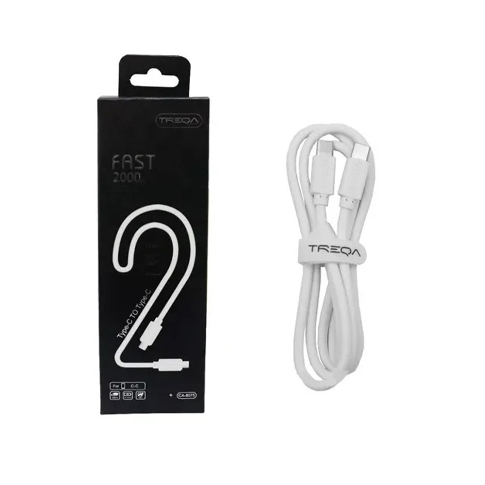 Treqa Καλώδιο Γρήγορης Φόρτισης & Μεταφοράς Δεδομένων Type-C σε Type-C 2m – Λευκό