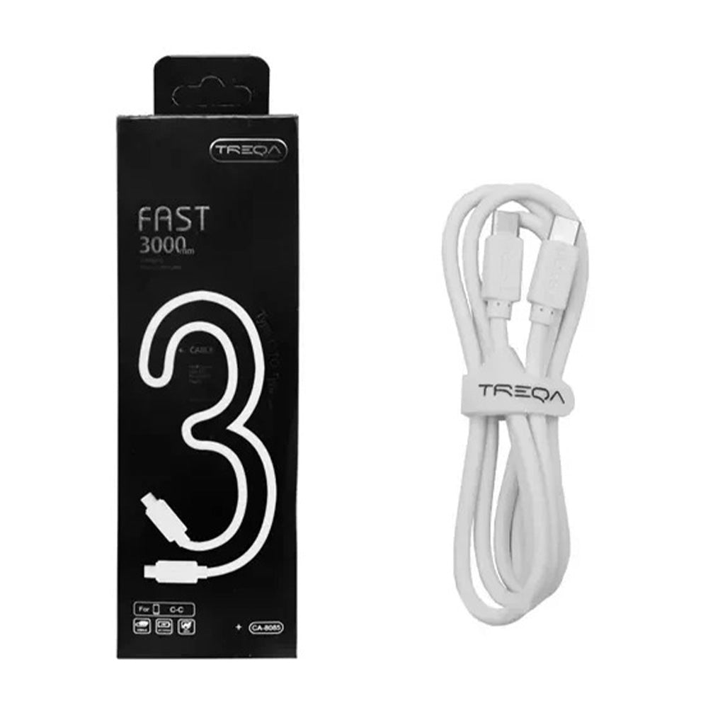 Treqa Καλώδιο Φόρτισης & Data Transfer Type-C σε Type-C Λευκό – 3m