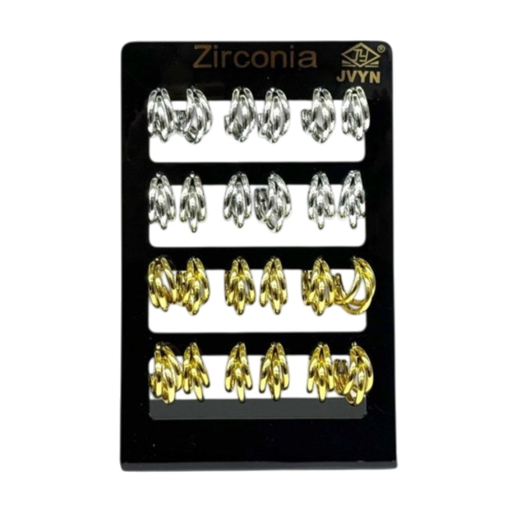 Σκουλαρίκια Τριπλοί Κρίκοι 2 εκ σε 2 Χρώματα - 1 Ζευγάρι