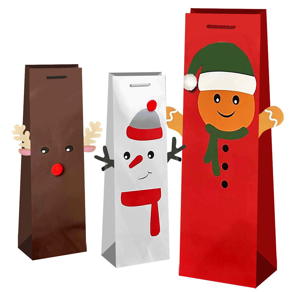 Χριστουγεννιάτικη Τσάντα Δώρου Χάρτινη Ποτού Φιγούρα 37X13X13εκ - 1τμχ