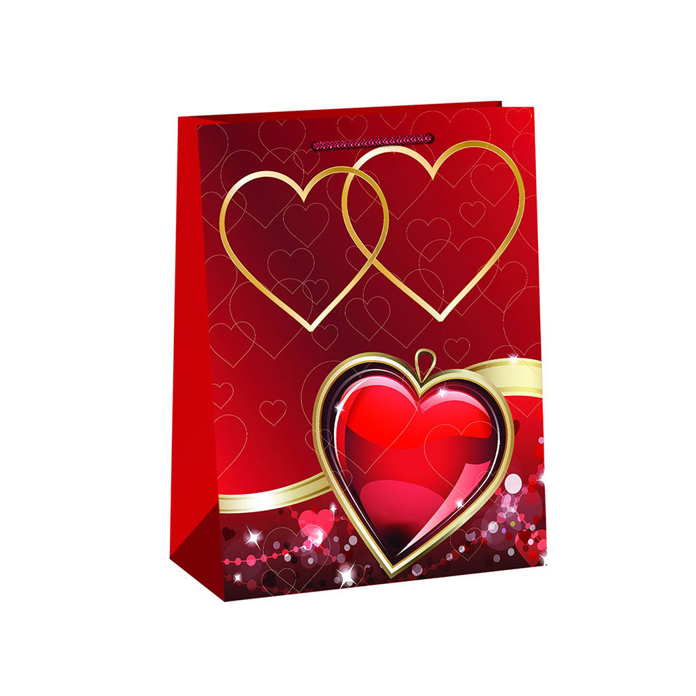 Τσάντα Δώρου Χάρτινη με Καρδιές 23×17×8 εκ – Ρομαντική Σακούλα Δώρου 23 εκ