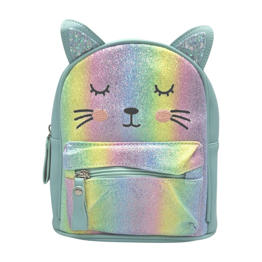 Παιδική Τσάντα Πλάτης Βόλτας Γατούλα 23 εκ με Glitter & Αυτάκια