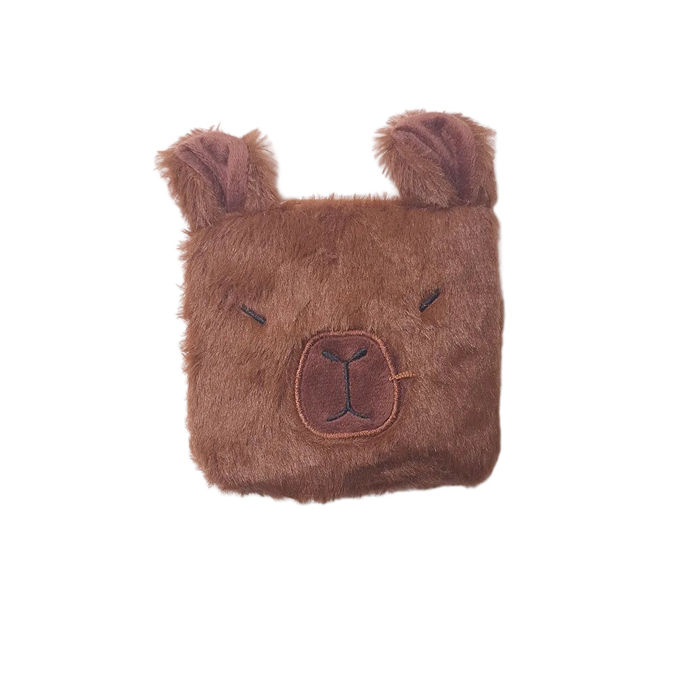 Τσαντάκι Πορτοφολάκι Τετράγωνο με Κορδόνι Γούνινο Capybara 15x12 εκ 2 Σχέδια - 1 Τμχ